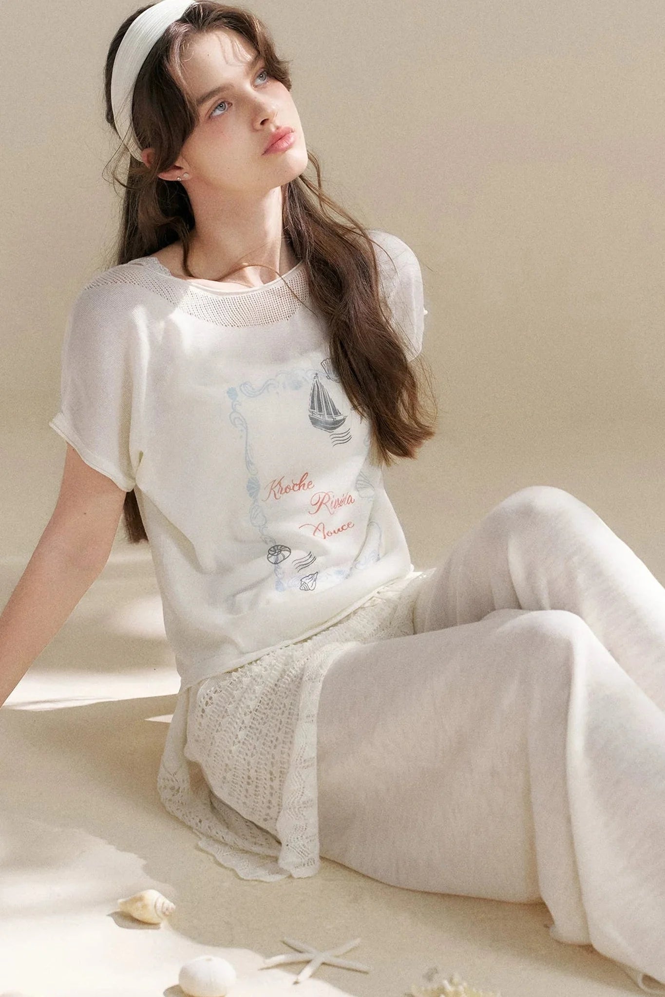 Hand-Painted Nautical Knit Top