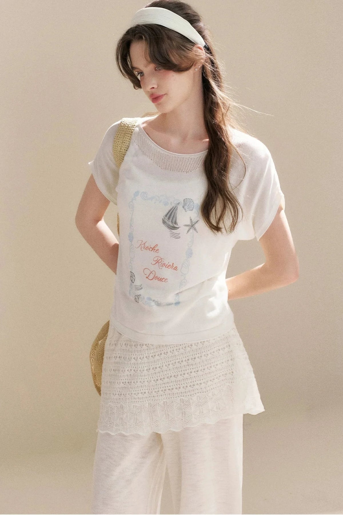 Hand-Painted Nautical Knit Top