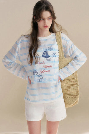 Hand-Painted Nautical Stripe T-Shirt
