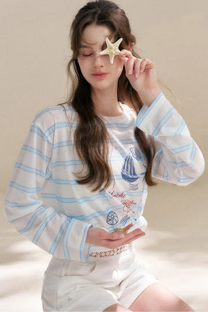 Hand-Painted Nautical Stripe T-Shirt