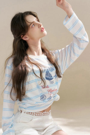 Hand-Painted Nautical Stripe T-Shirt