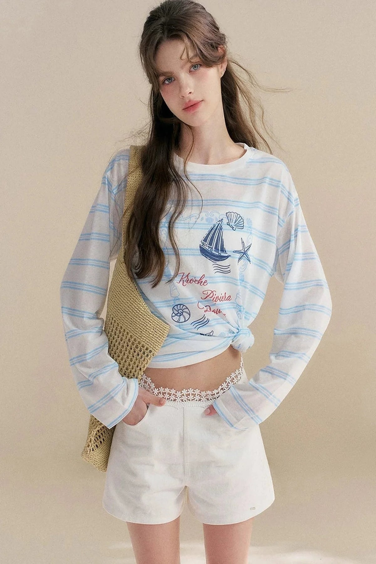 Hand-Painted Nautical Stripe T-Shirt