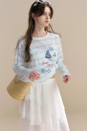 Hand-Painted Nautical Stripe T-Shirt