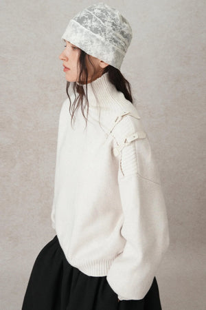 Hand-Woven Leather Loop Sweater