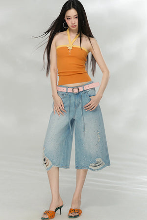 Hand-Woven Patchwork Halter Top