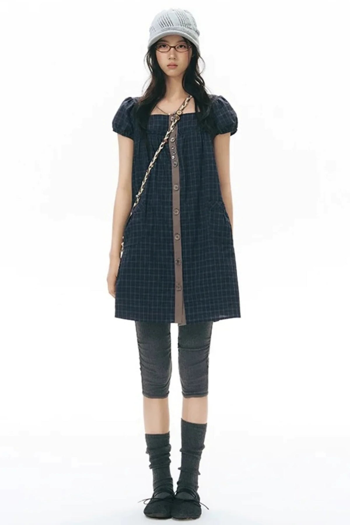 Hand-Woven Plaid Button Phone Chain