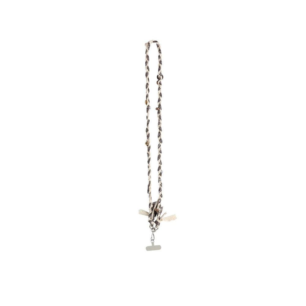 Hand-Woven Plaid Button Phone Chain