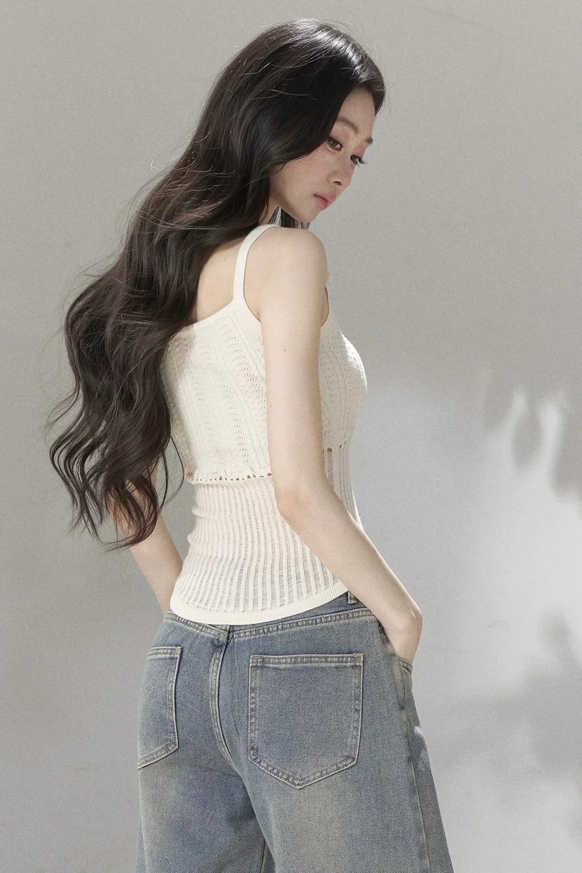 Handmade 3D Flower Hollow Knit Camisole