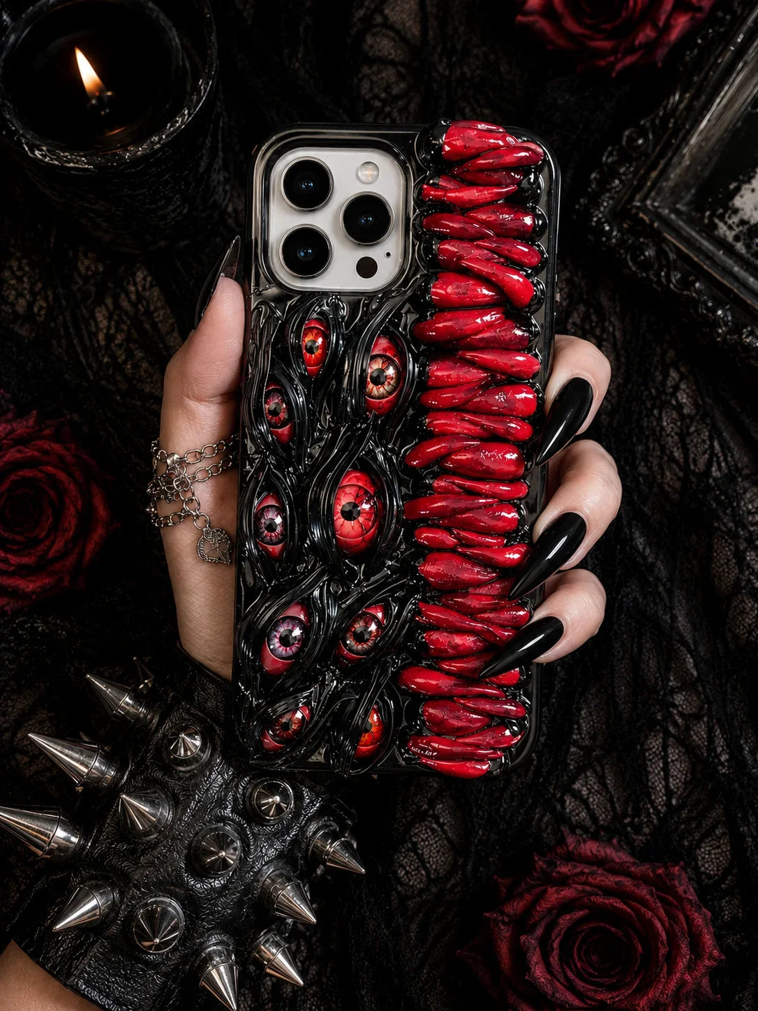 Handmade 3D Horror Eye iPhone Case - Unique Gothic Phone Cover