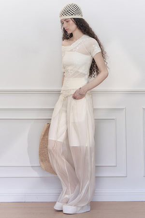 Handmade Beaded Wide Leg Pants