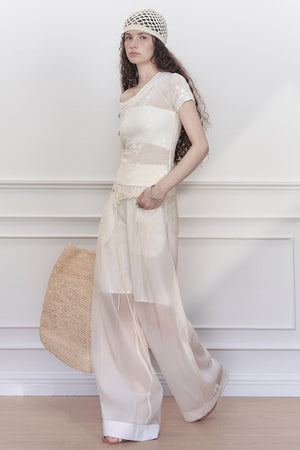 Handmade Beaded Wide Leg Pants