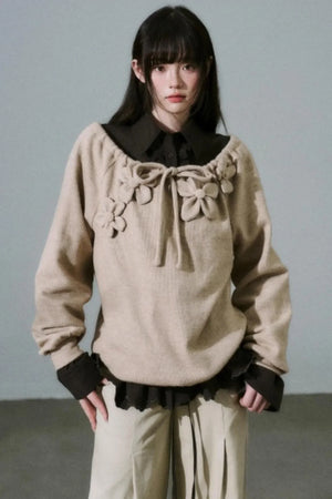 Handmade Floral Knit Sweatshirt