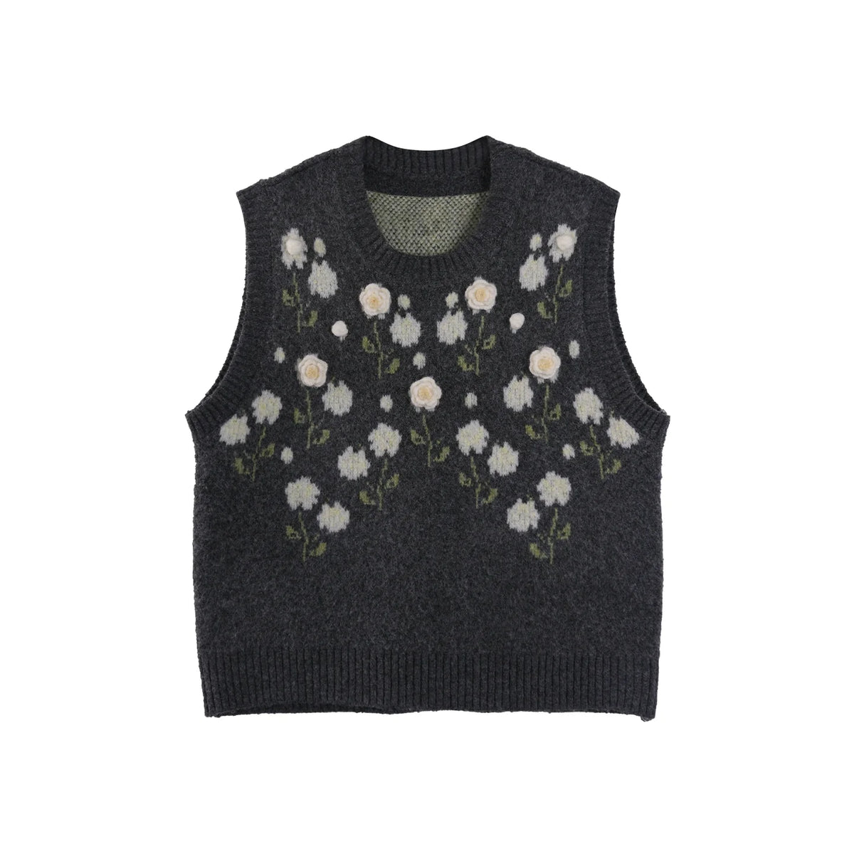 Handmade Flower Knitted Cardigan Set-Up