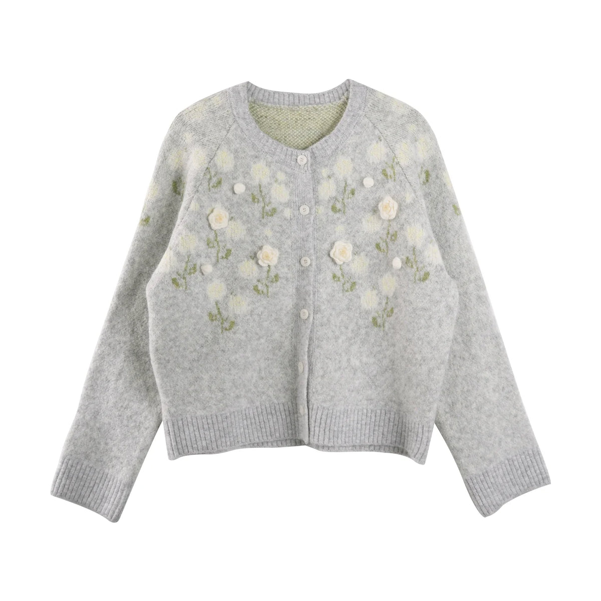 Handmade Flower Knitted Cardigan Set-Up