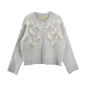Handmade Flower Knitted Cardigan Set-Up