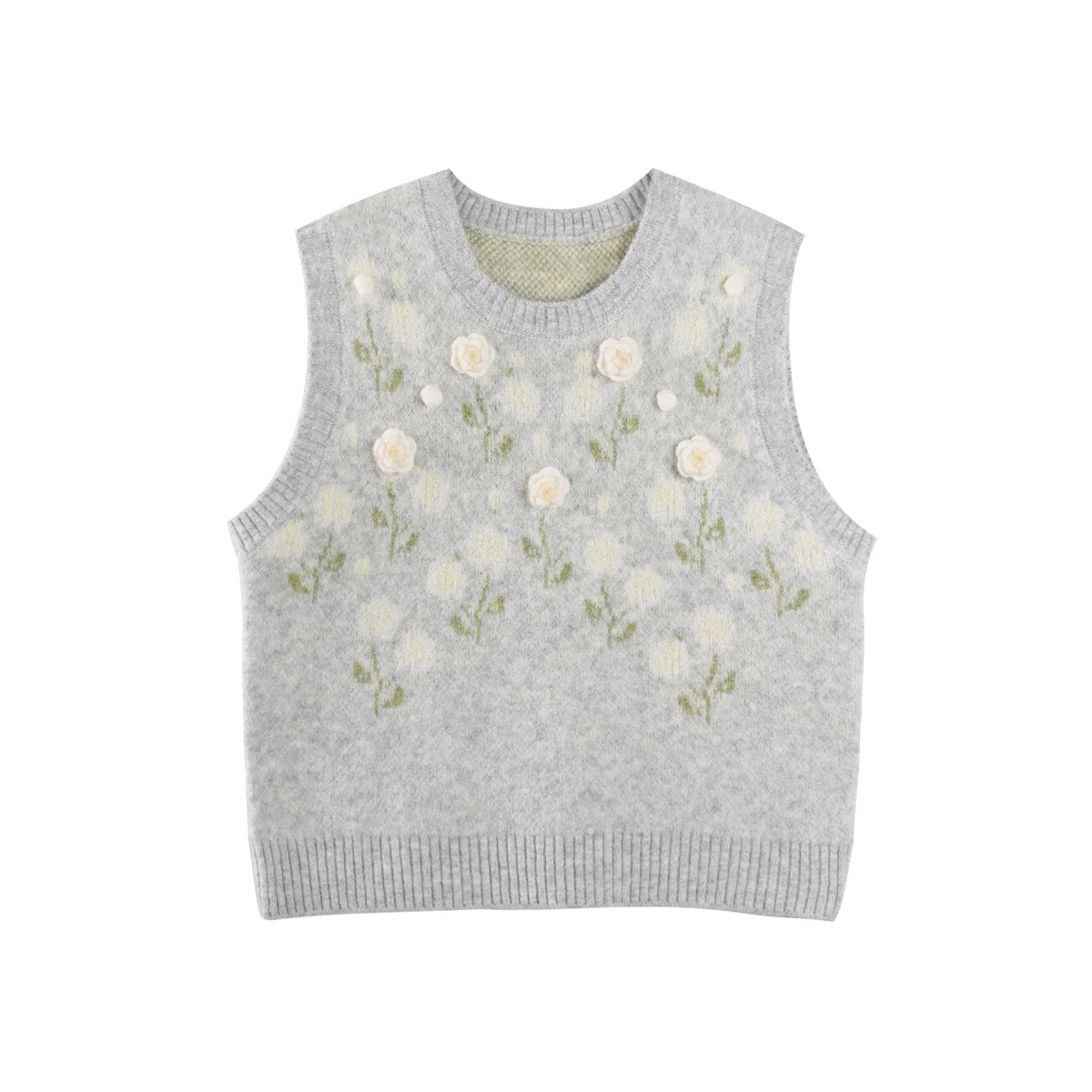 Handmade Flower Knitted Cardigan Set-Up