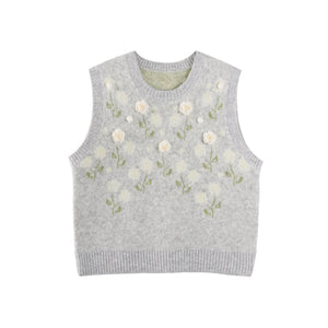 Handmade Flower Knitted Cardigan Set-Up