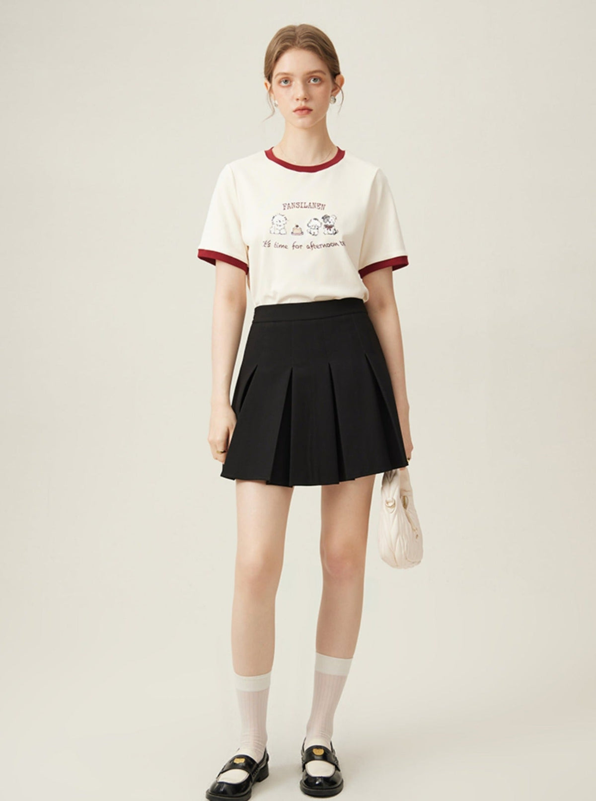 Happy Puppy  Shoulder Short Sleeve T-Shirt