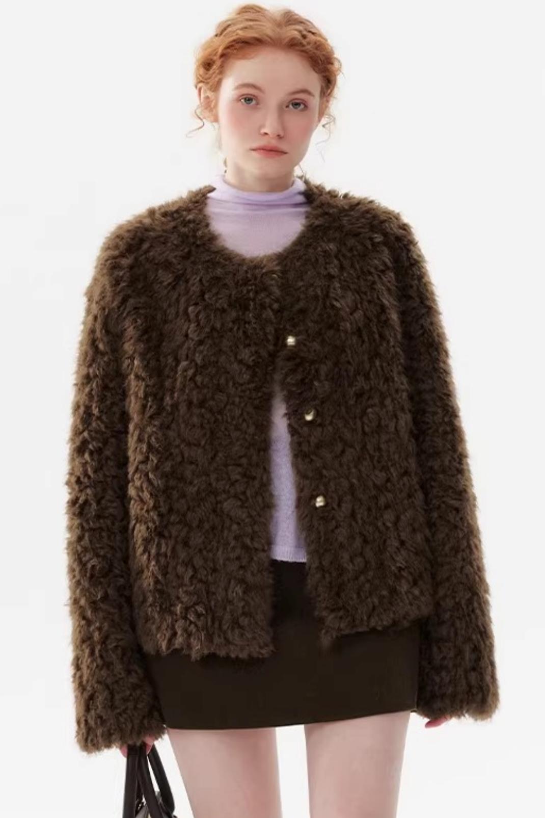 Hazelnut Chocolate Fur Coat