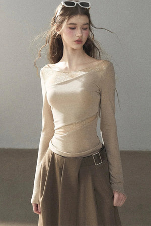 Hazy Skin Lace Hollow Out Top