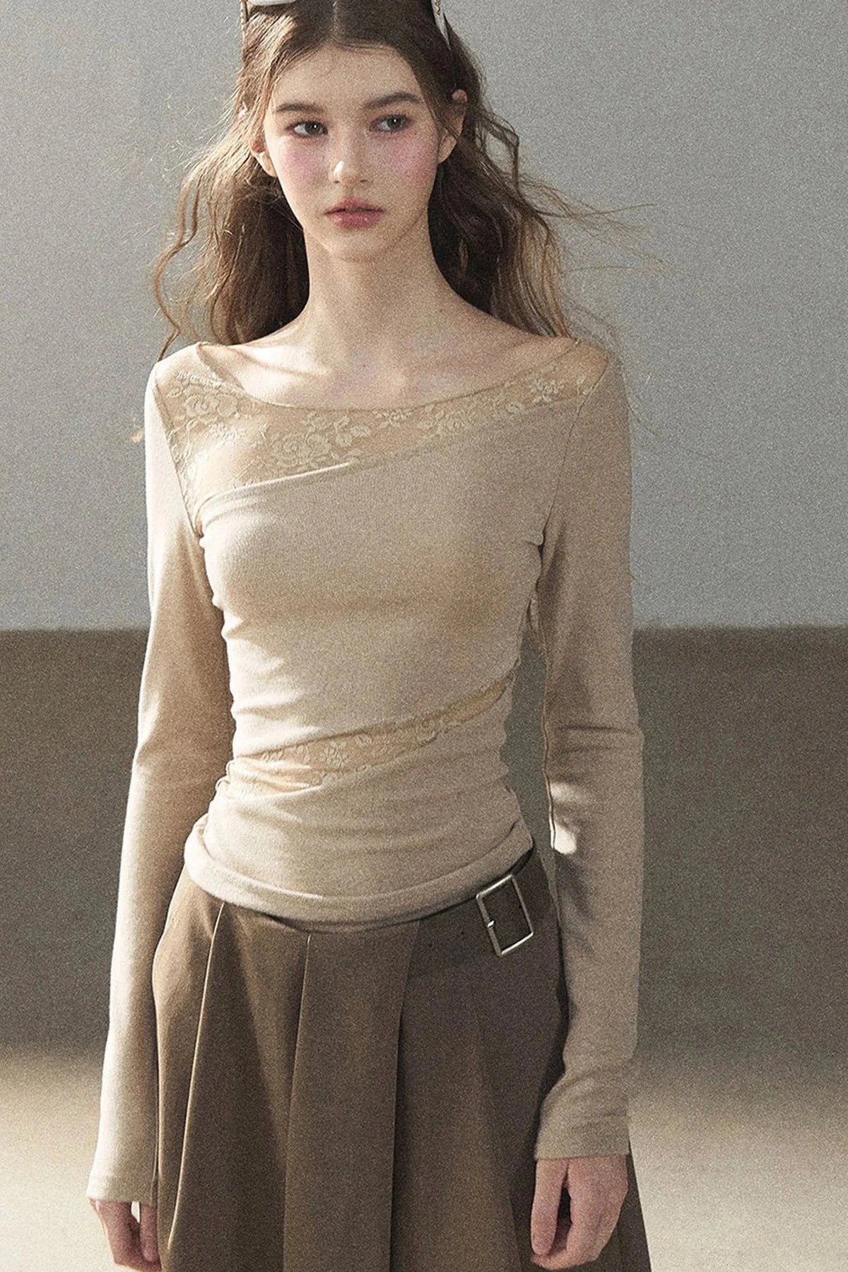 Hazy Skin Lace Hollow Out Top