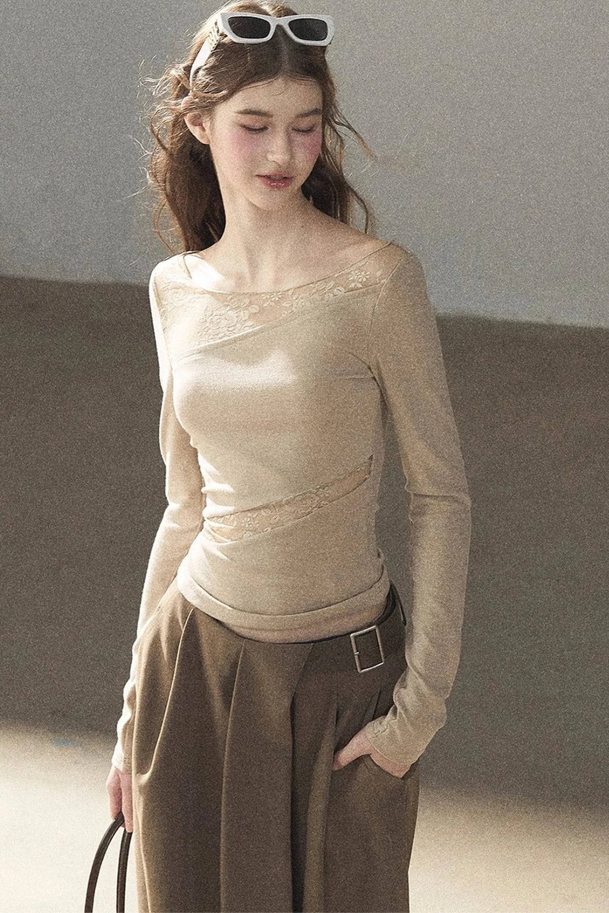 Hazy Skin Lace Hollow Out Top