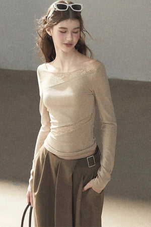 Hazy Skin Lace Hollow Out Top