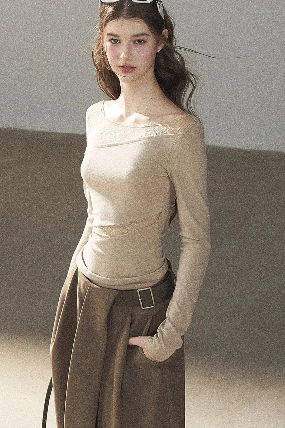 Hazy Skin Lace Hollow Out Top