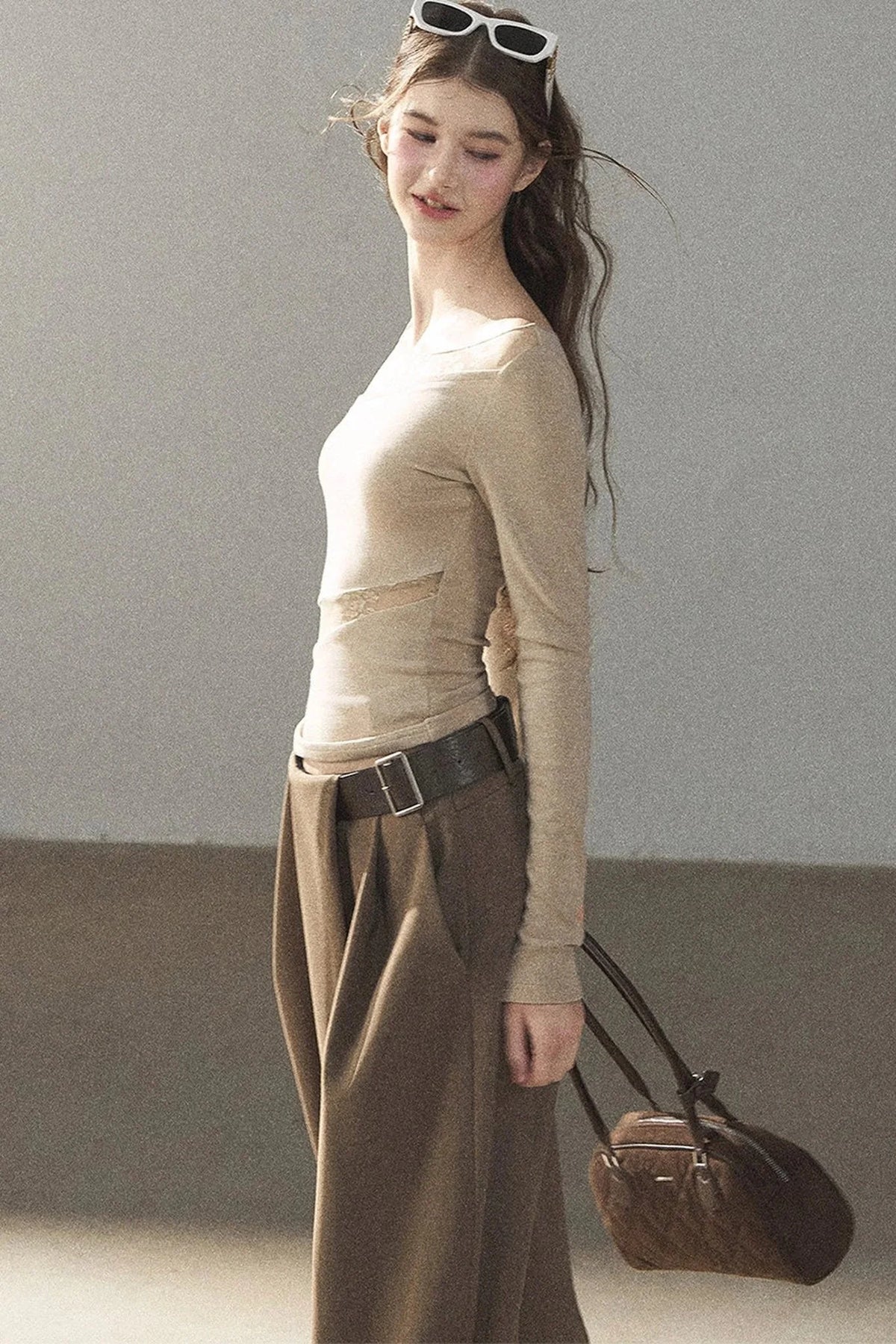 Hazy Skin Lace Hollow Out Top
