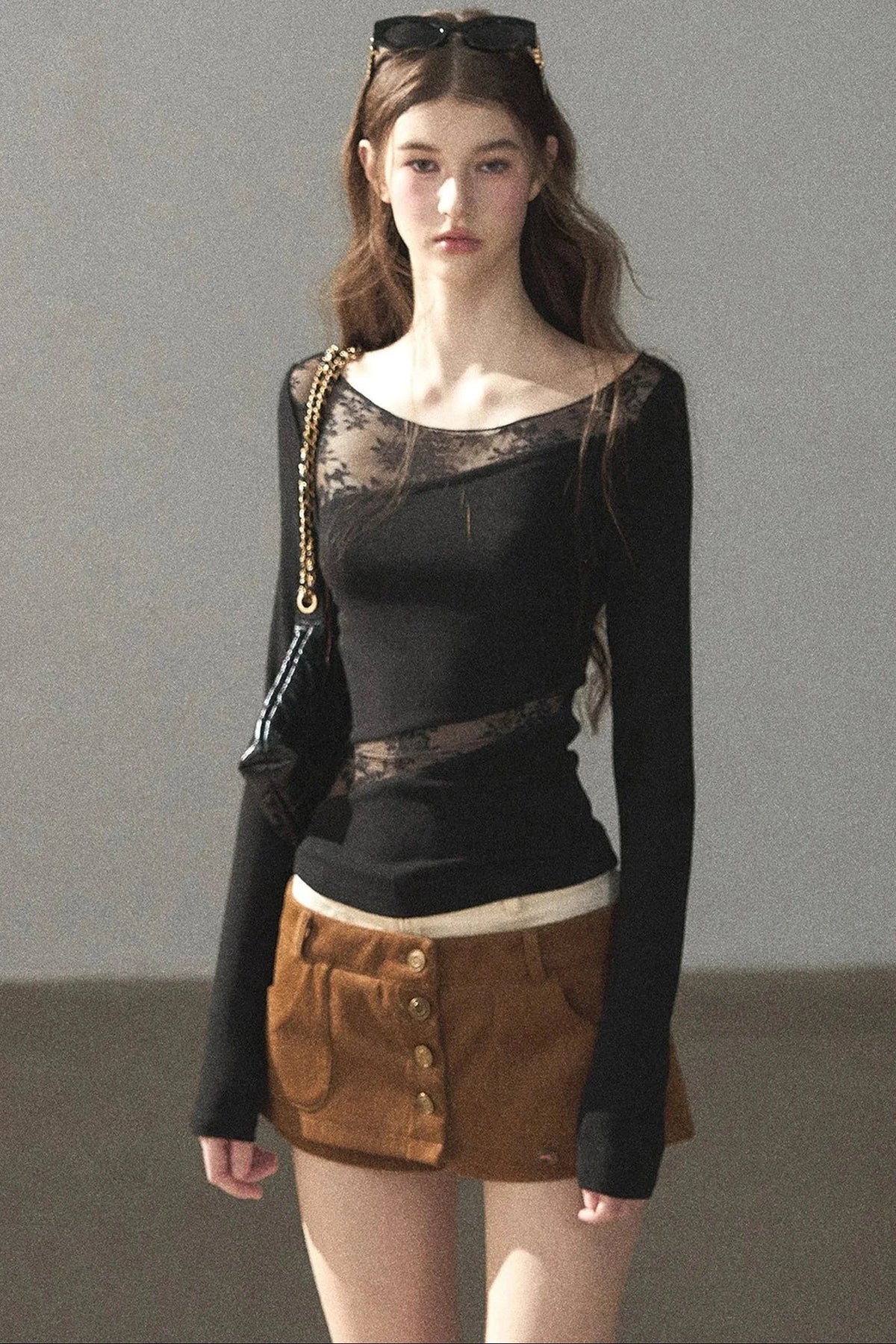 Hazy Skin Lace Hollow Out Top