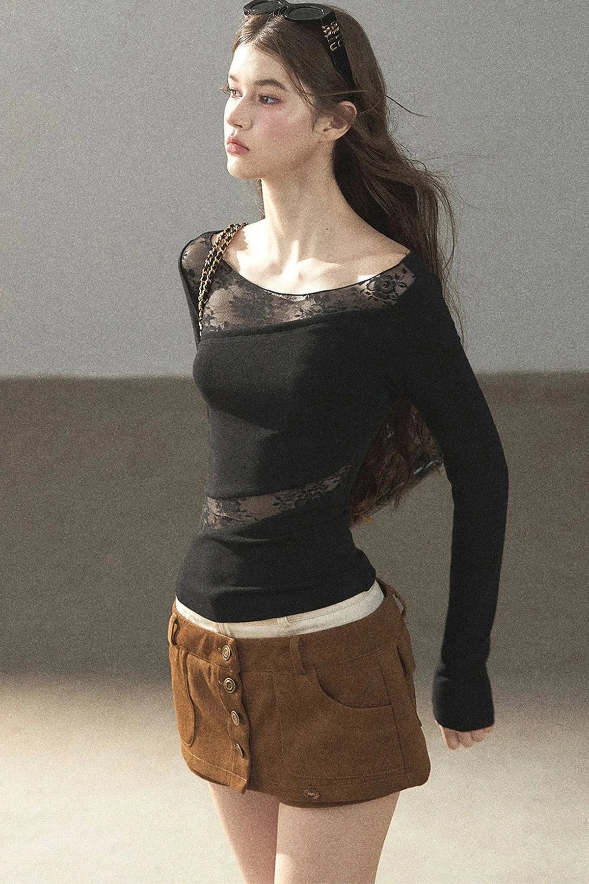 Hazy Skin Lace Hollow Out Top