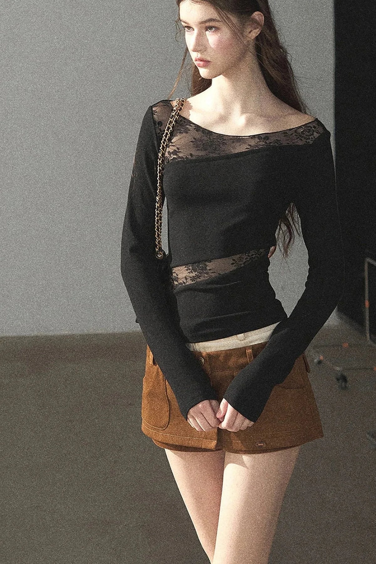 Hazy Skin Lace Hollow Out Top
