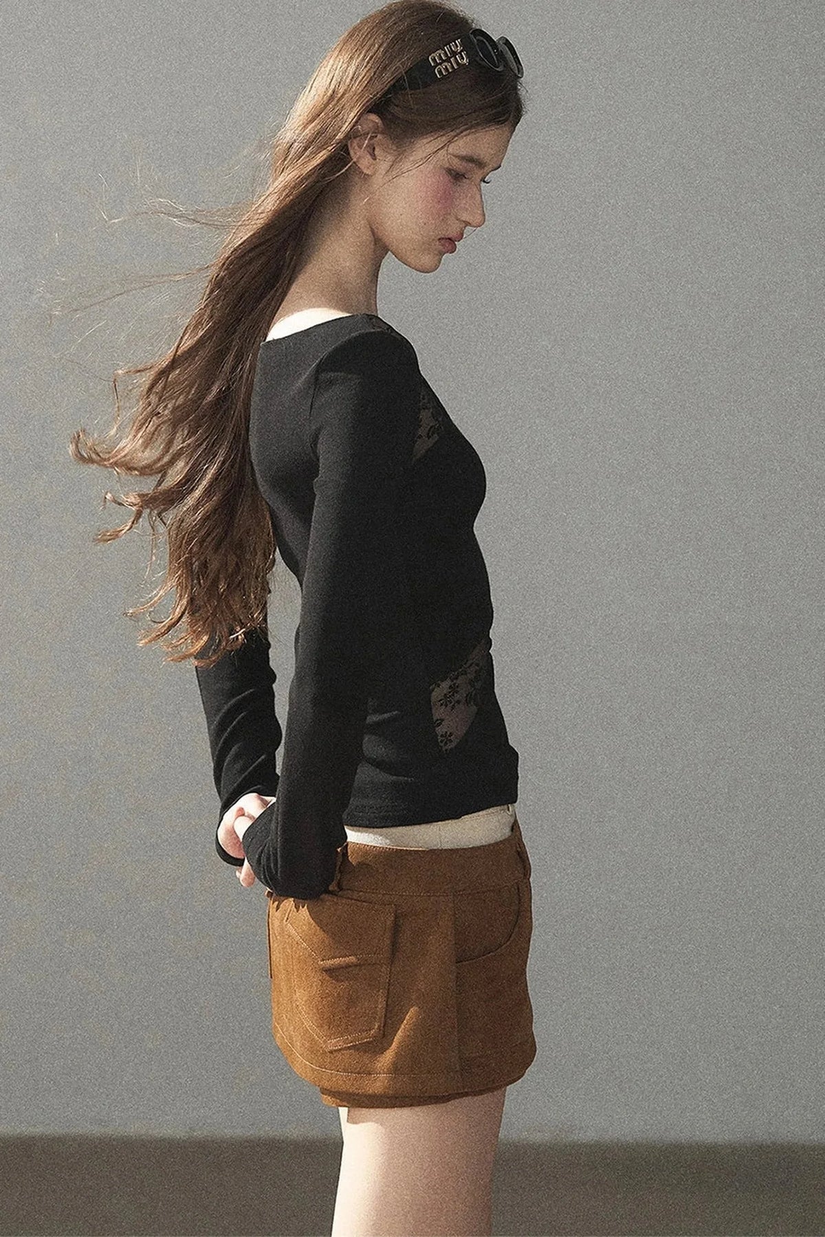 Hazy Skin Lace Hollow Out Top