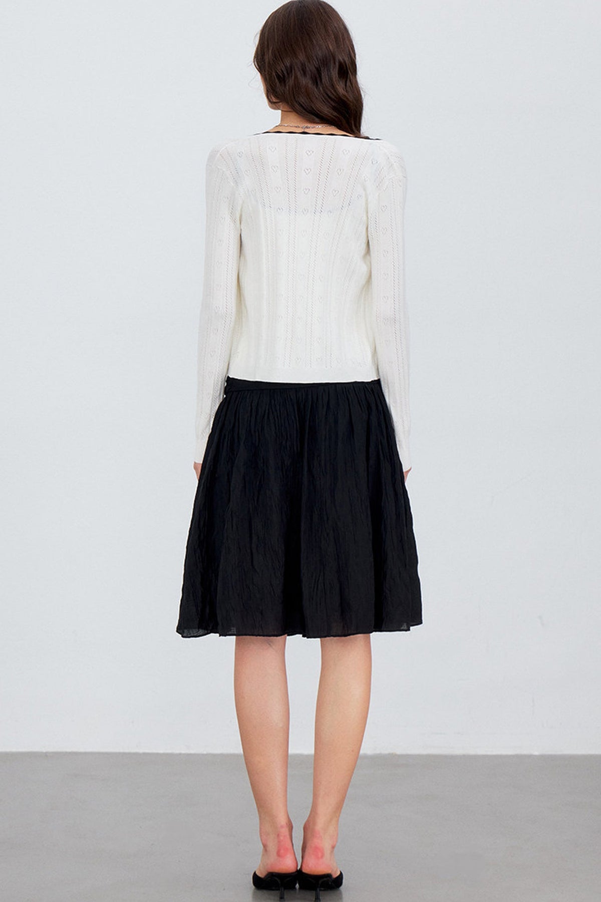 Heart Hollow Ruffle Knit Camisole And Cardigan Set-Up