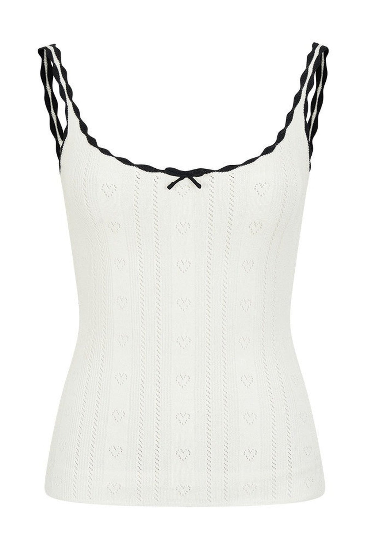 Heart Hollow Ruffle Knit Camisole And Cardigan Set-Up