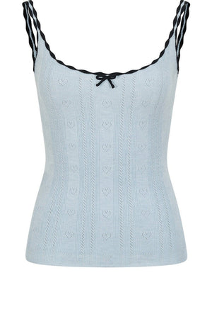 Heart Hollow Ruffle Knit Camisole And Cardigan Set-Up