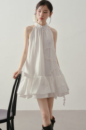 Heart Ruffle Sleeveless Halter Dress