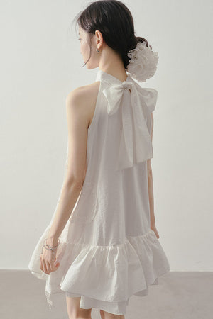 Heart Ruffle Sleeveless Halter Dress