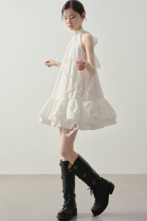 Heart Ruffle Sleeveless Halter Dress