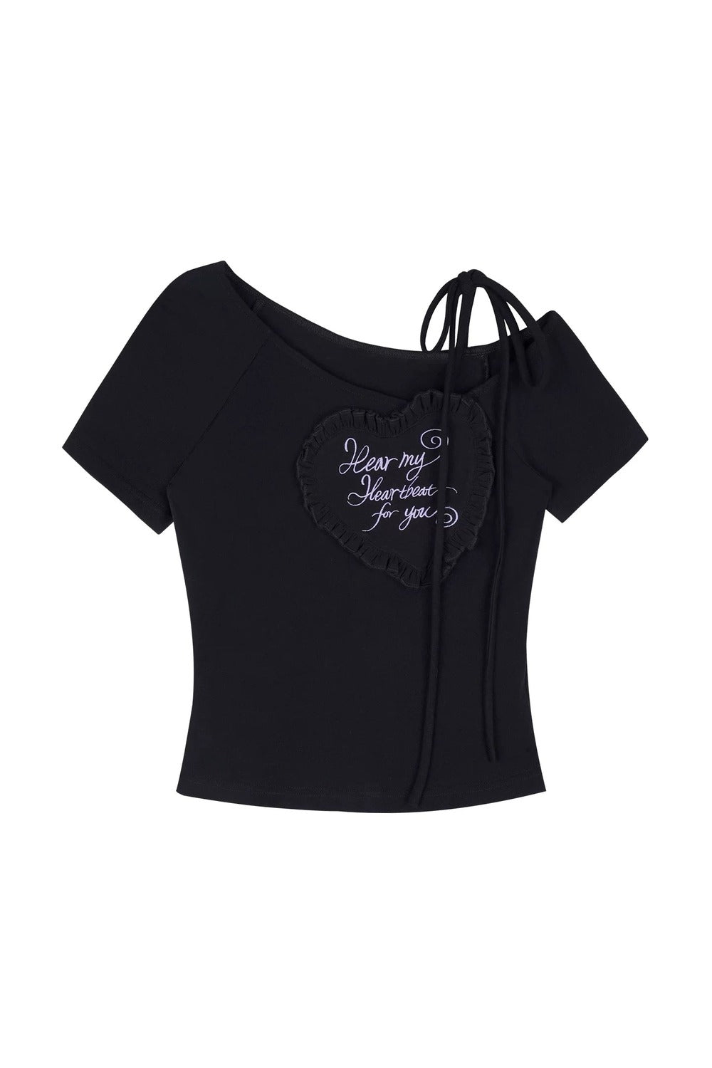 Heart Short-Sleeve One-Shoulder Top