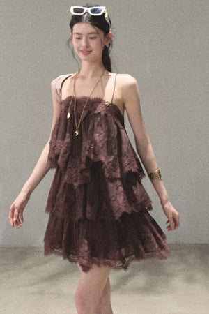 Heartbeat Lace Tiered Dress Camisole Set-Up