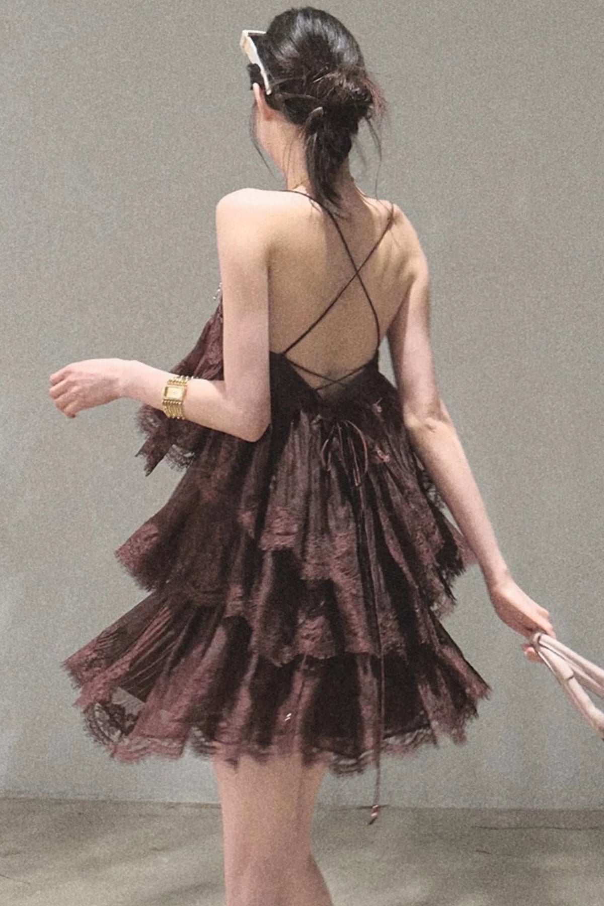 Heartbeat Lace Tiered Dress Camisole Set-Up