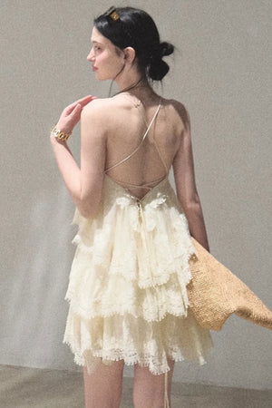 Heartbeat Lace Tiered Dress Camisole Set-Up