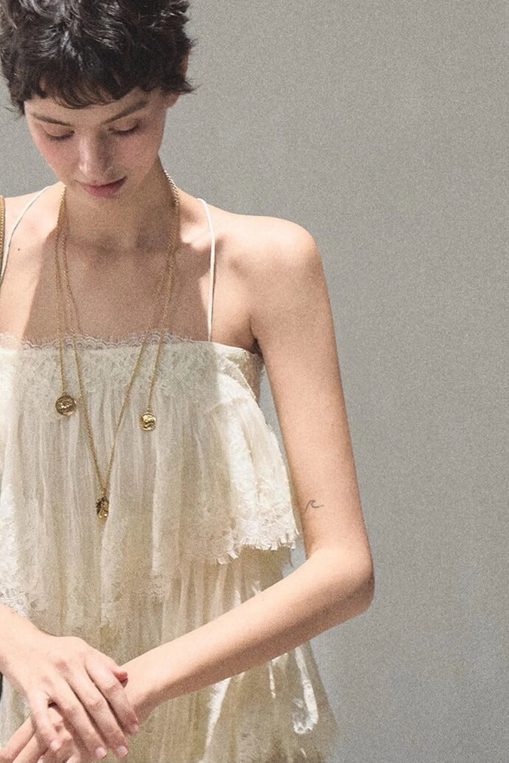 Heartbeat Lace Tiered Dress Camisole Set-Up