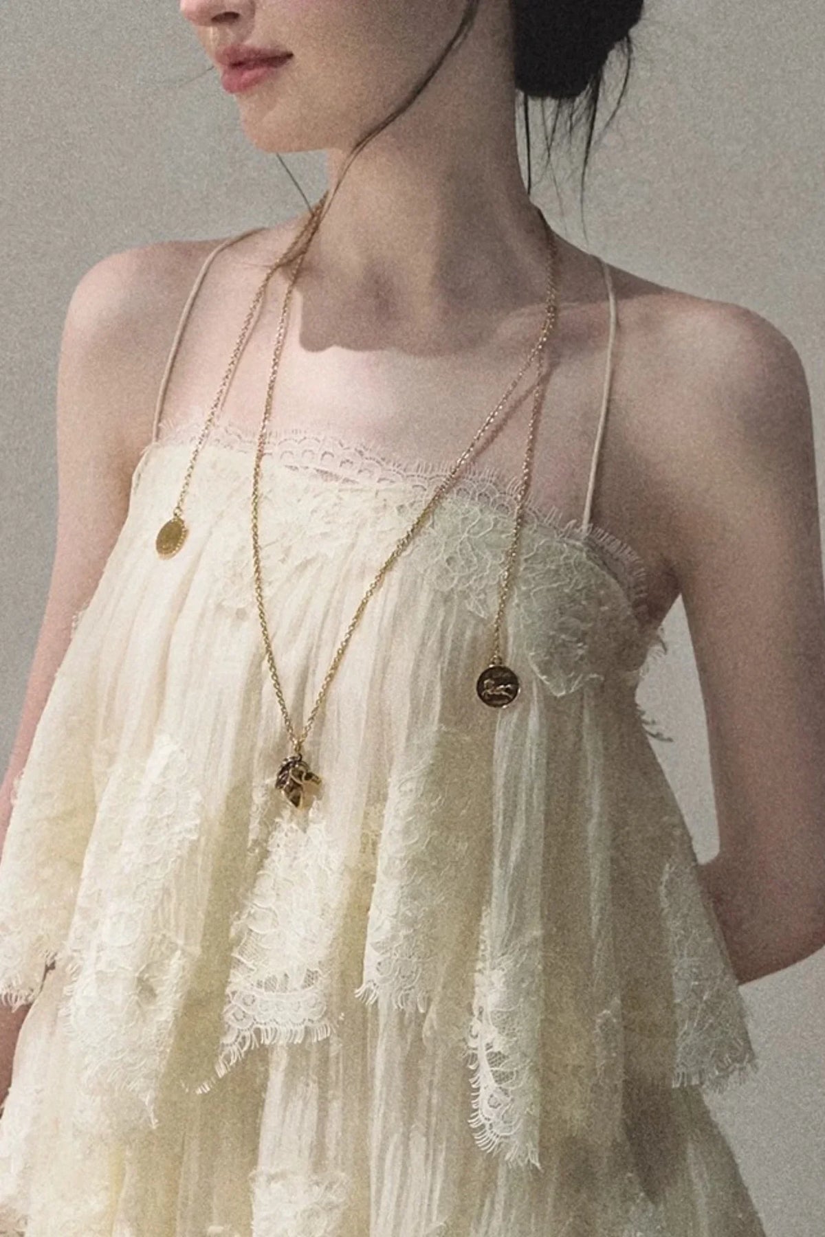 Heartbeat Lace Tiered Dress Camisole Set-Up