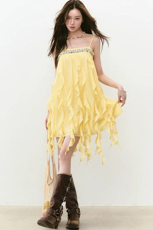 Heavy Beading Acetate Dress