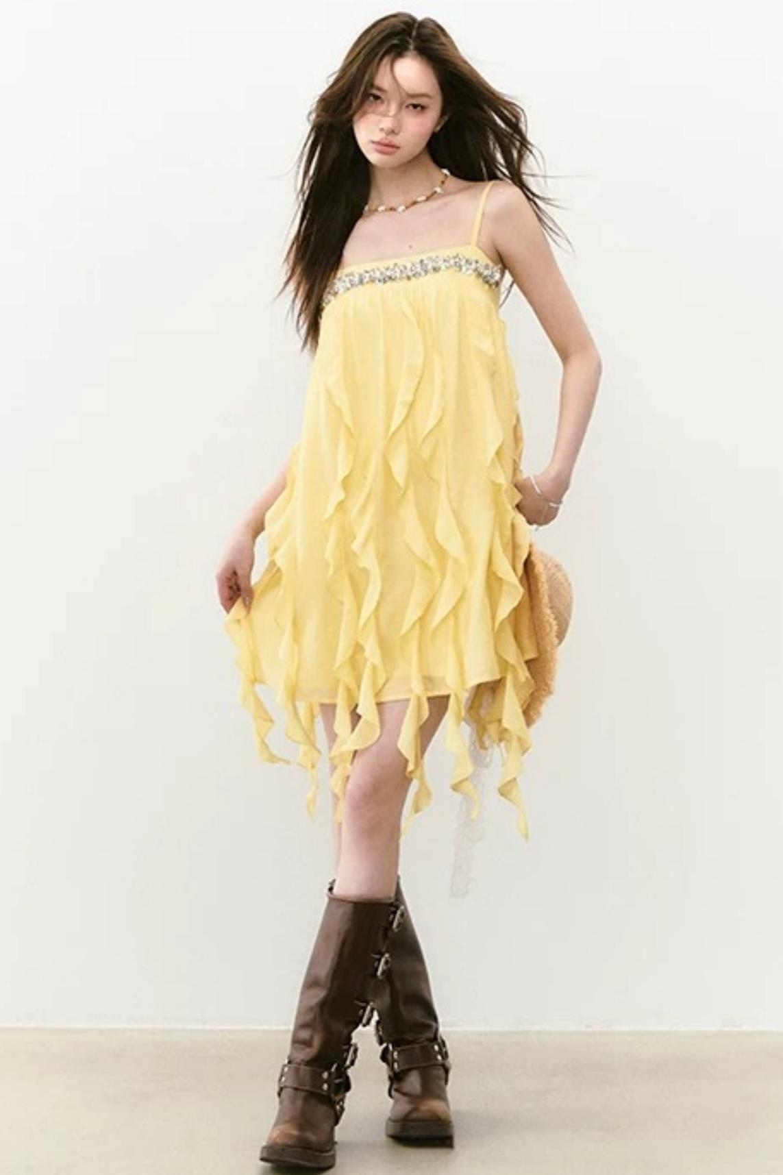 Heavy Beading Acetate Dress