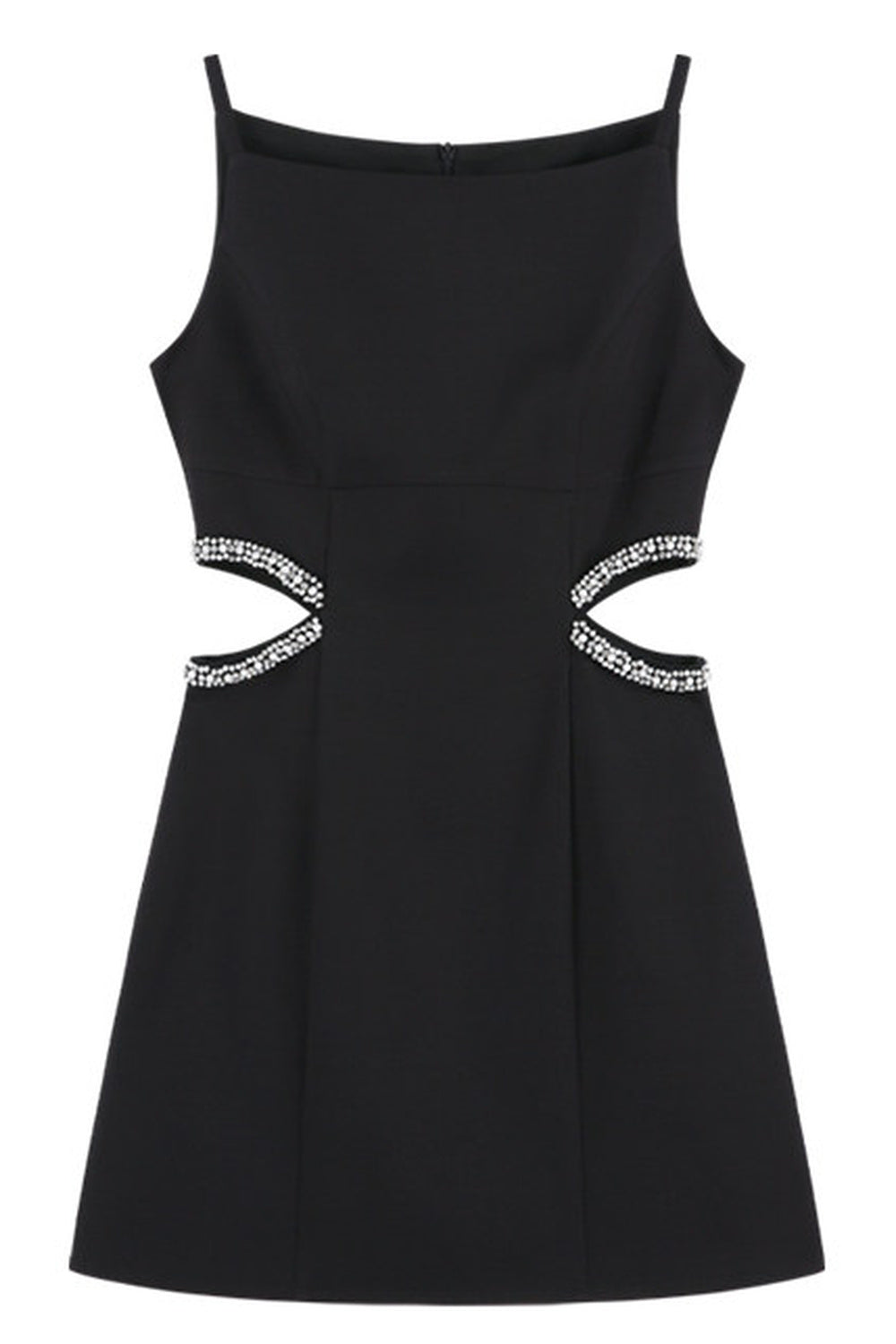 Heavy Beading Black Spaghetti Strap Dress