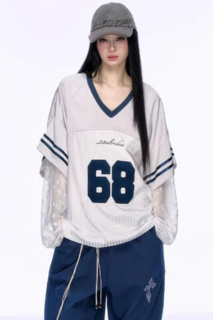Heavy Embroidery Lace Jersey Top