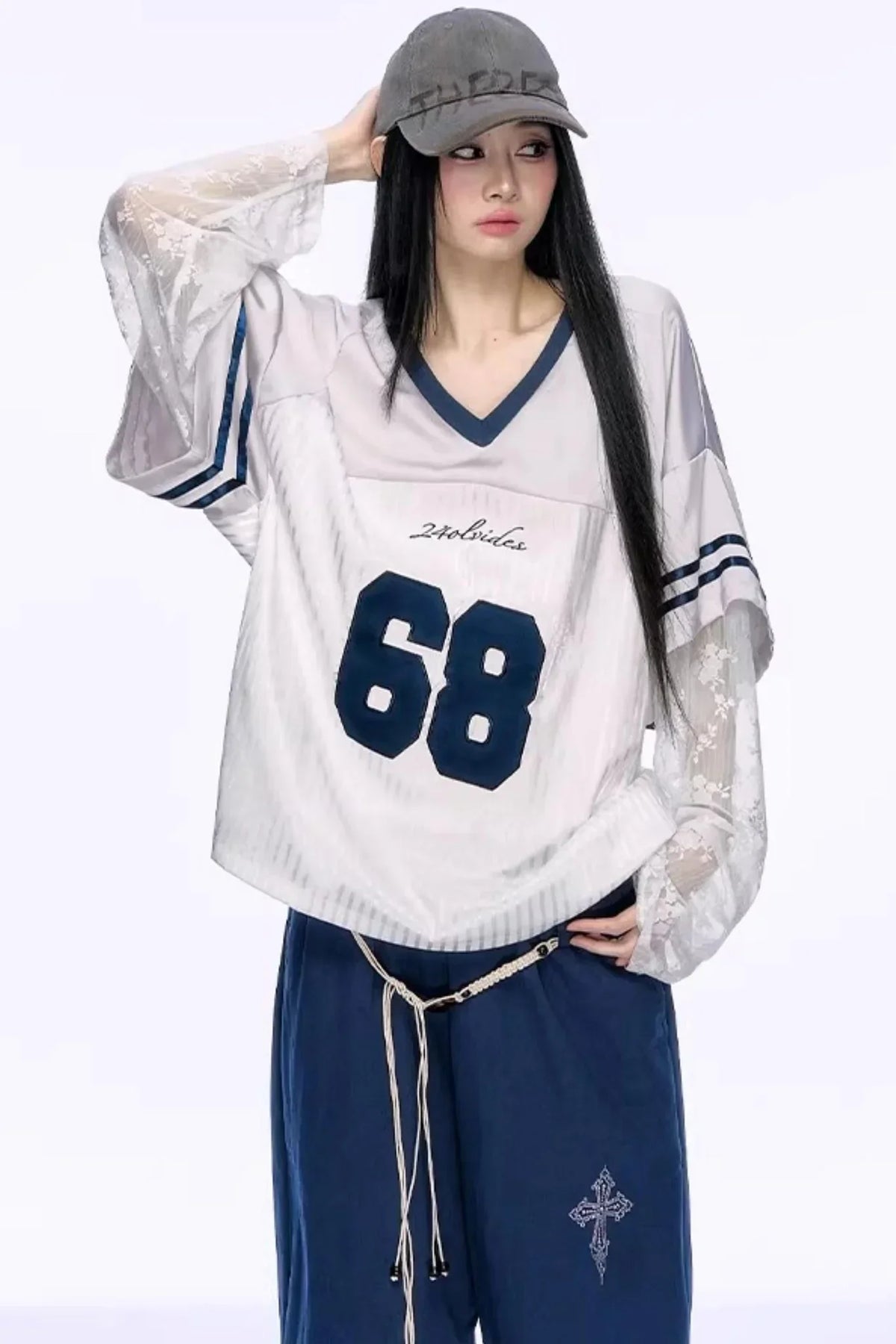 Heavy Embroidery Lace Jersey Top